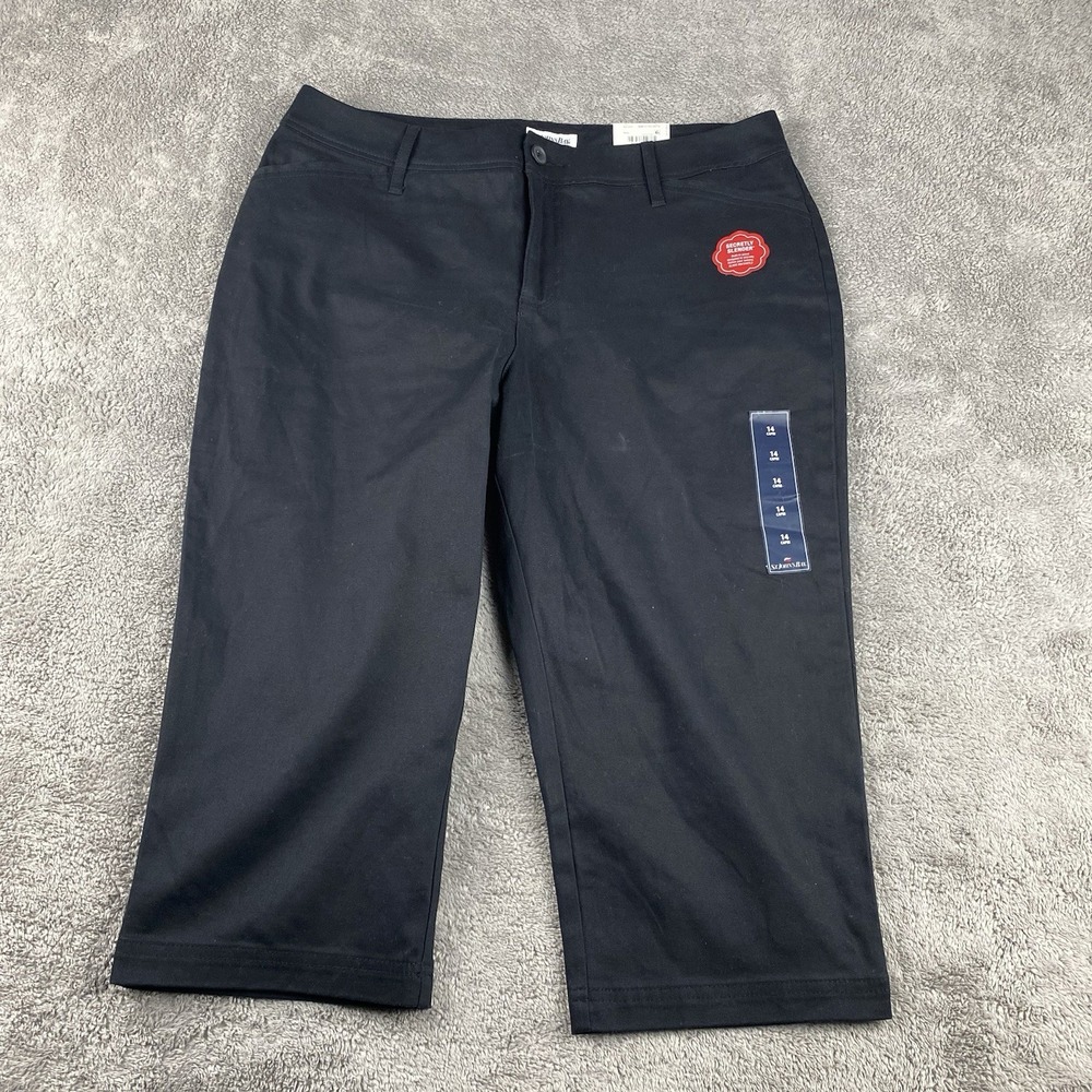 St. John's Bay Capri Pants Womens 14 Black  Mid-Rise‎ Slimming